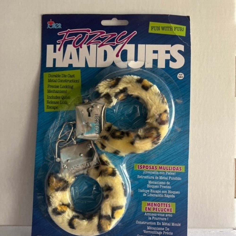 Leopard Print Furry Handcuffs Halloween Costume Accessory